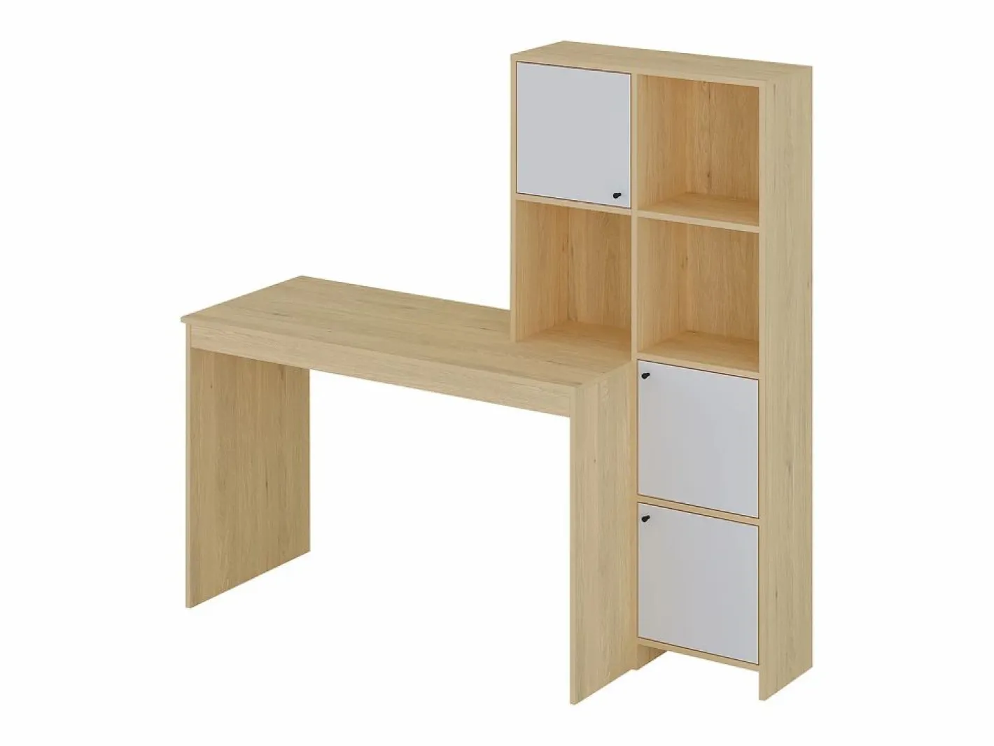 Escritorio con 3 armarios y 3 estantes color natural y blanco - ALIOBINI^Vente-unique Outlet