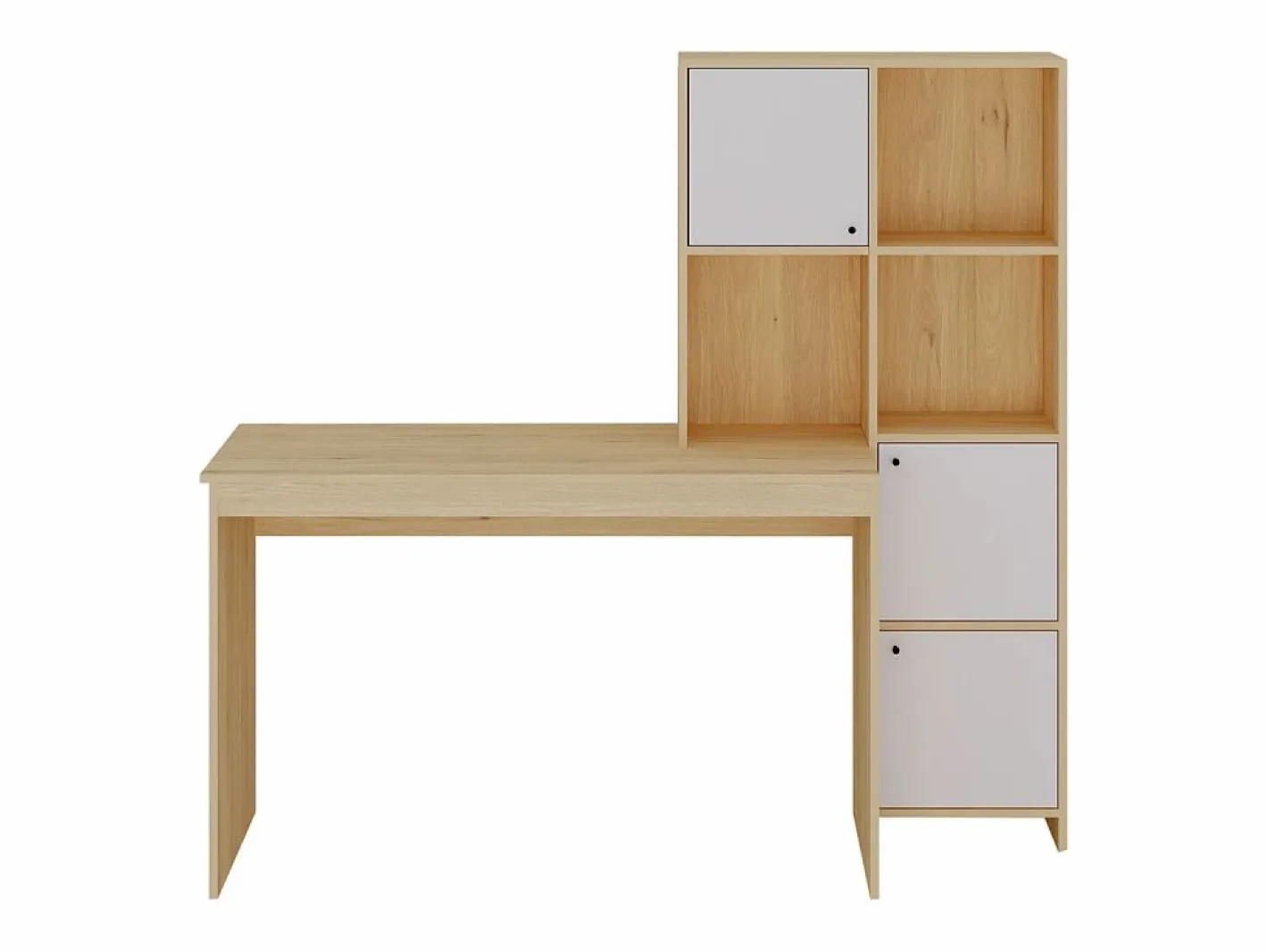 Escritorio con 3 armarios y 3 estantes color natural y blanco - ALIOBINI^Vente-unique Outlet