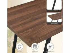 DripeX Mesa De Ordenador|Escritorio con 3 cajones de almacenamiento - tablero de madera - MDF y Metal - Marrón + Negro - 138,5x58x75cm