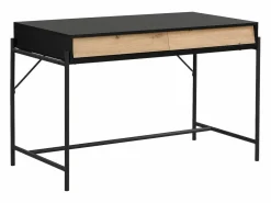 Vente-unique Escritorio Tradicional|Escritorio con 2 cajones en MDF y metal color negro y natural - VUORIA
