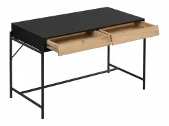Vente-unique Escritorio Tradicional|Escritorio con 2 cajones en MDF y metal color negro y natural - VUORIA
