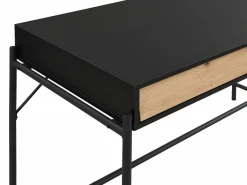 Vente-unique Escritorio Tradicional|Escritorio con 2 cajones en MDF y metal color negro y natural - VUORIA