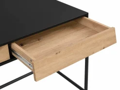 Vente-unique Escritorio Tradicional|Escritorio con 2 cajones en MDF y metal color negro y natural - VUORIA