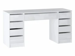 Vente-unique Escritorio con 9 cajones en color brillante - JENEMI Blanco Clearance