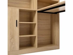 Escritorio con almacenaje y estantes, diseño moderno, MDF, natural (120x50x120 cm) Marru00f3n Online