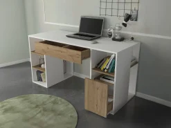 Escritorio con almacenaje en colores blanco y natural - MELAVA^Vente-unique Clearance