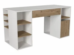 Escritorio con almacenaje en colores blanco y natural - MELAVA^Vente-unique Clearance