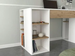 Escritorio con almacenaje en colores blanco y natural - MELAVA^Vente-unique Clearance