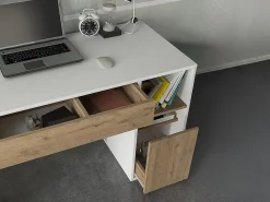 Escritorio con almacenaje en colores blanco y natural - MELAVA^Vente-unique Clearance