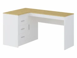 Vente-unique Escritorio con almacenamiento en color blanco y natural - RIDOVA Color natural claro / Blanco Clearance