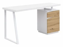 Vente-unique Escritorio con almacenamiento 1 cajón y 1 puerta MDF natural y acero blanco GOTAMA Color natural claro / Blanco New