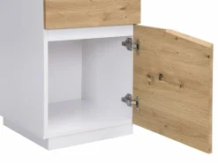 Vente-unique Escritorio con almacenamiento 1 cajón y 1 puerta MDF natural y acero blanco GOTAMA Color natural claro / Blanco New