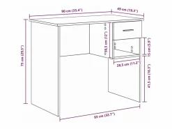 vidaxl Escritorio con cajón 90 x 49 x 75 cm Madera de ingeniería Blanco Clearance