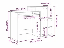vidaxl Escritorio con cajón Roble Sonoma 120,5 x 44 x 88,5 cm Marru00f3n New