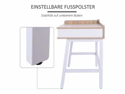 Escritorio con cajón y estantes, MDF y metal, estilo industrial, madera natural (100x55x81cm)^ Sale