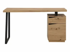 Escritorio con compartimentos 1 cajón y 1 puerta MDF roble y acero negro GOTAMA^Vente-unique Online