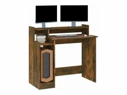 Clicnbuy Mesa Gaming|Escritorio con LED madera ingeniería roble ahumado 97x45x90 cm