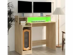 Escritorio con LED madera contrachapada roble sonoma 97x45x90cm^Clicnbuy Discount