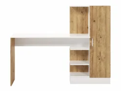 Escritorio con mueble de almacenaje en color natural y blanco - MILARIA^Vente-unique Best