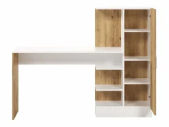 Escritorio con mueble de almacenaje en color natural y blanco - MILARIA^Vente-unique Best