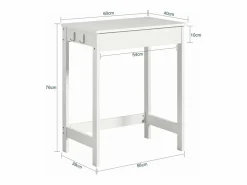 Sobuy Mesa De Ordenador|Escritorio con Un Cajón y 3 Percheros Mesa de Ordenador 60x40x77 cm FWT43-W ES