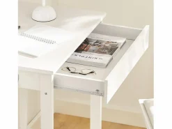 Sobuy Mesa De Ordenador|Escritorio con Un Cajón y 3 Percheros Mesa de Ordenador 60x40x77 cm FWT43-W ES