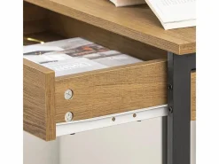 Sobuy Escritorio con Un Cajón y 3 Percheros Mesa de Ordenador de Estilo Industrial 60x40x77 cm FWT43-N ES Color natural claro Best