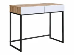 Escritorio consola con 2 cajones, blanco y natural - CEVANIA^Vente-unique Best