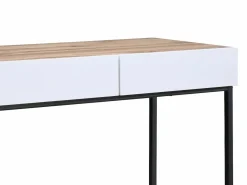 Escritorio consola con 2 cajones, blanco y natural - CEVANIA^Vente-unique Best