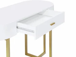 Vente-unique Consola Escritorio|Consola|Escritorio consola con 1 cajón de MDF lacado y metal y dorado - TORELI II