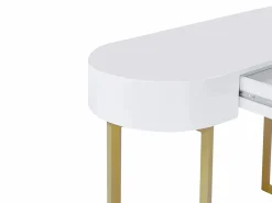 Vente-unique Consola Escritorio|Consola|Escritorio consola con 1 cajón de MDF lacado y metal y dorado - TORELI II