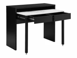 Vente-unique Escritorio consola extensible con 2 cajones negro y efecto mármol blanco - LOAVIA Negro / Blanco Hot
