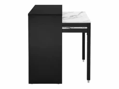 Vente-unique Escritorio consola extensible con 2 cajones negro y efecto mármol blanco - LOAVIA Negro / Blanco Hot