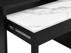 Vente-unique Escritorio consola extensible con 2 cajones negro y efecto mármol blanco - LOAVIA Negro / Blanco Hot