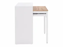Escritorio consola extensible con 2 cajones en color blanco y natural - LOAVIA^Vente-unique Online