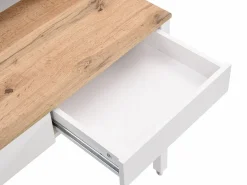 Escritorio consola extensible con 2 cajones en color blanco y natural - LOAVIA^Vente-unique Online