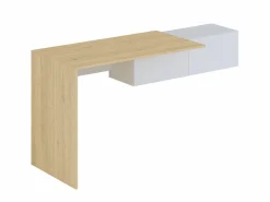 Vente-unique Escritorio consola flotante con 2 armarios color natural y blanco - MOLAWA Color natural claro / Blanco Sale