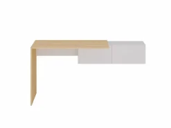 Vente-unique Escritorio consola flotante con 2 armarios color natural y blanco - MOLAWA Color natural claro / Blanco Sale