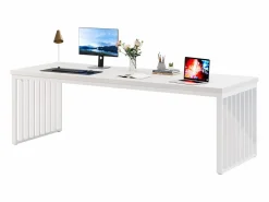 Tribesigns Escritorio de 180 cm, gran escritorio para ordenador, escritorio para PC, escritorio de oficina con marco metálico resistente Blanco Discount