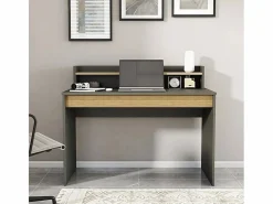 Escritorio de diseño moderno color negro de madera con estante puerta abatible 120cm Heaton Gris antracita Sale