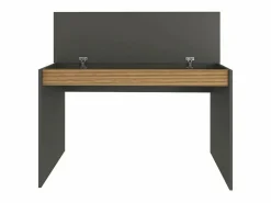 Escritorio de diseño moderno color negro de madera con estante puerta abatible 120cm Heaton Gris antracita Sale