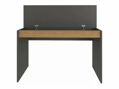 Escritorio de diseño moderno color negro de madera con estante puerta abatible 120cm Heaton Gris antracita Sale