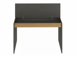 Escritorio de diseño moderno color negro de madera con estante puerta abatible 120cm Heaton Gris antracita Sale