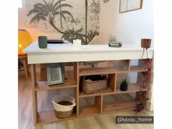 Escritorio de esquina color blanco y natural - TILEUL^Vente-unique Discount