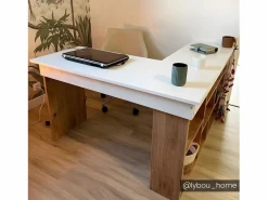 Escritorio de esquina color blanco y natural - TILEUL^Vente-unique Discount