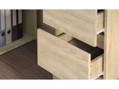 vidaxl Escritorio de esquina contrachapada color roble 145x100x76cm Color natural claro Sale