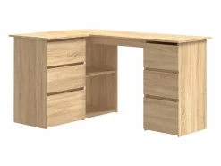 vidaxl Escritorio de esquina contrachapada color roble 145x100x76cm Color natural claro Sale