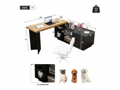 Escritorio Secreter|Escritorio de esquina con caseta para mascotas integrada – 120x50 cm, MDF, flexible, diseño en L o lineal, y roble (120x50x72 cm)
