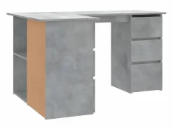 Escritorio de esquina contrachapada hormigón 145x100x76 cm^Clicnbuy Discount