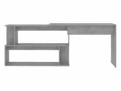 Escritorio de esquina contrachapada hormigón 200x50x76 cm^Clicnbuy Outlet